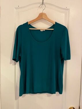 Scoop Neck Short Sleeve Top in Teal